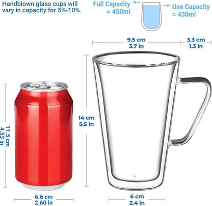 Doppelwandige Borosilikatglas Latte Macchiato Gläser Set 450ml 2er