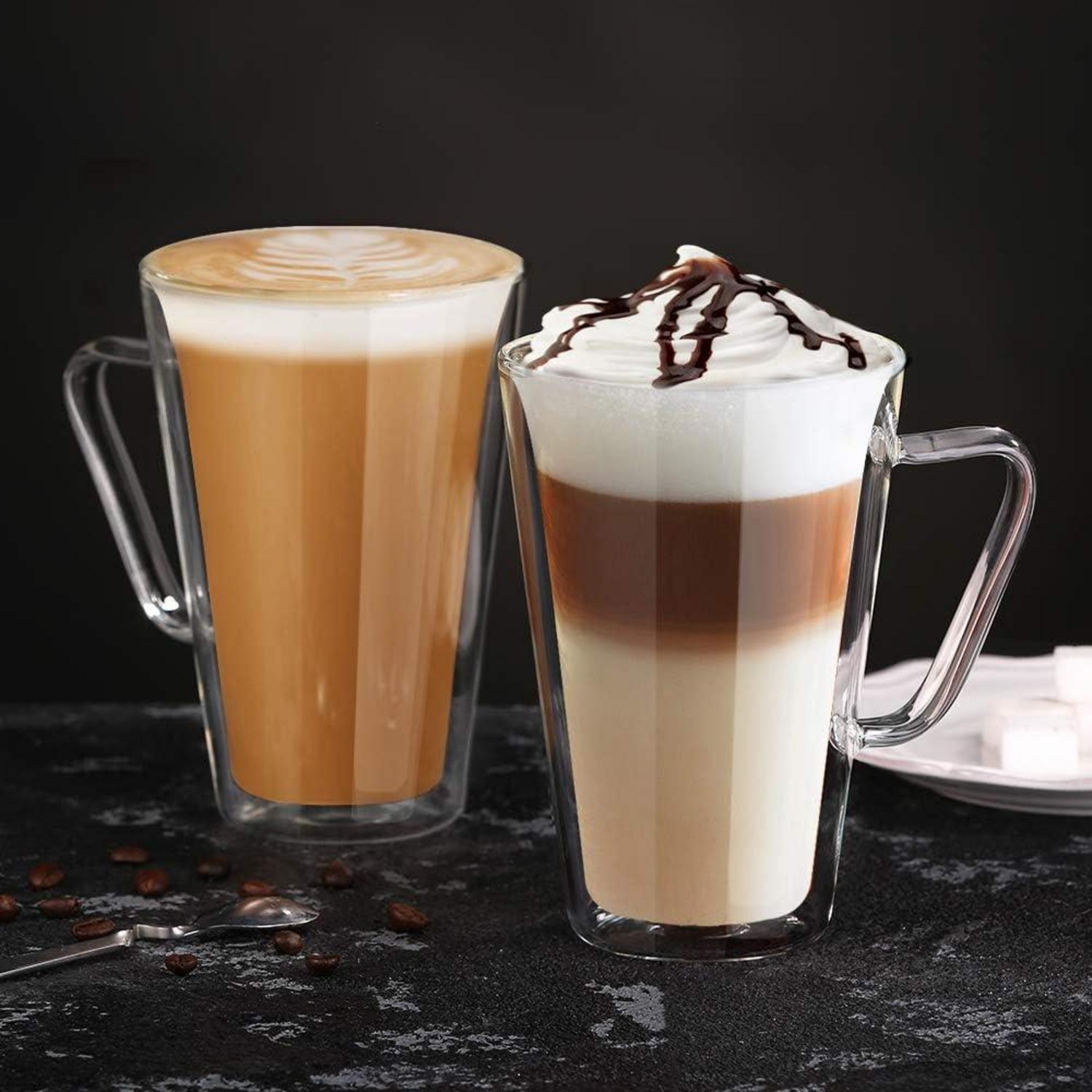 Doppelwandige Latte Macchiato Gläser Set 450ml Borosilikatglas 2er Set