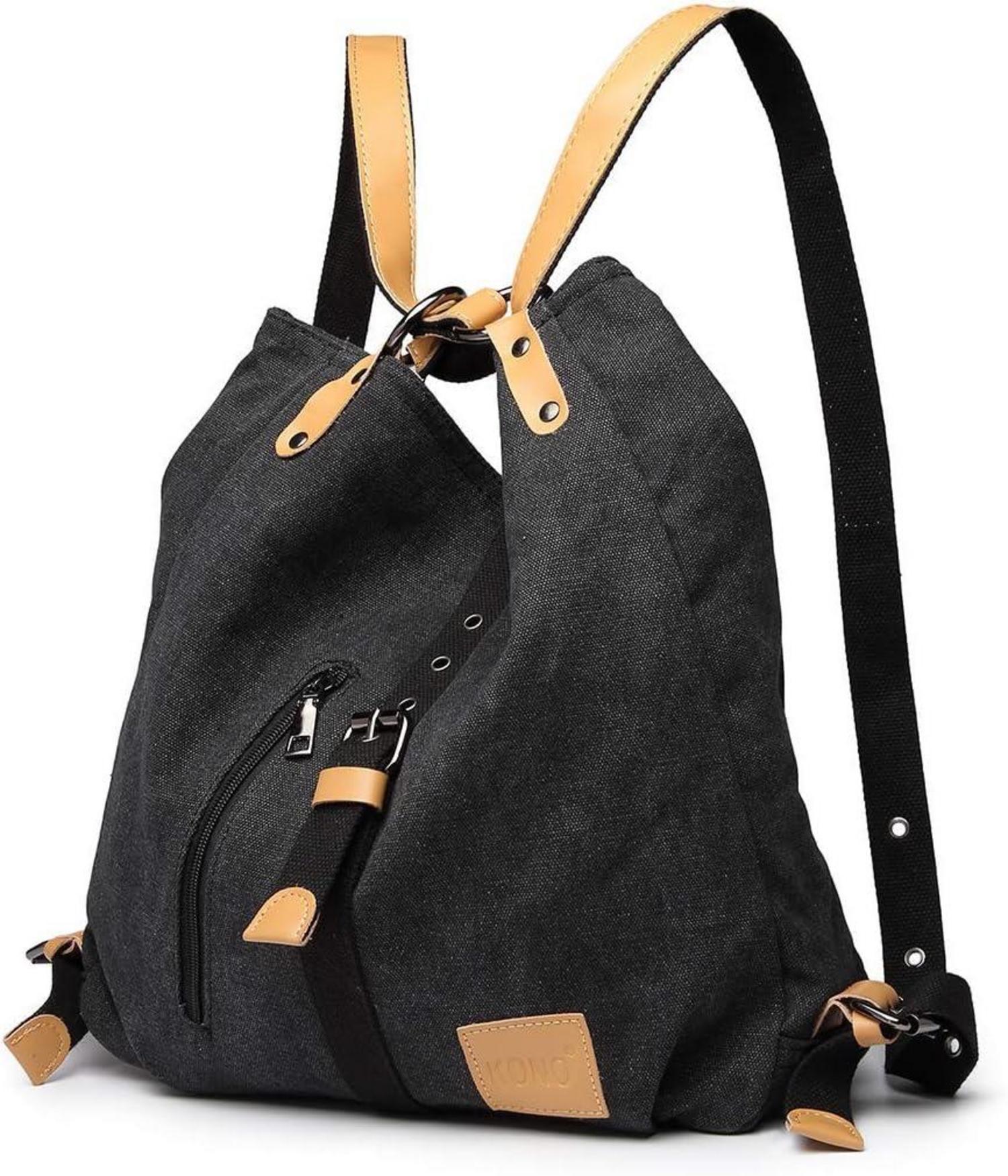 Großer KONO Canvas Rucksack Damen Henkeltasche Diebstahlschutz