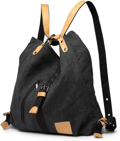 Großer KONO Canvas Rucksack Damen Henkeltasche Diebstahlschutz