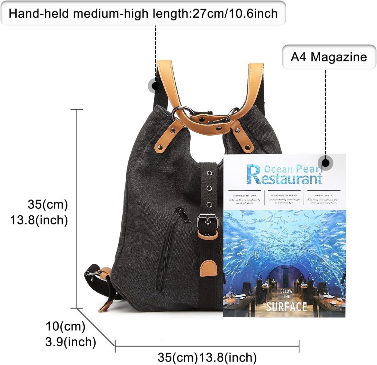 Henkeltasche Rucksack Damen Canvas Groß Handtasche Anti Diebstahl