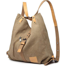 KONO Canvas Henkeltasche Rucksack Damen Groß Braun