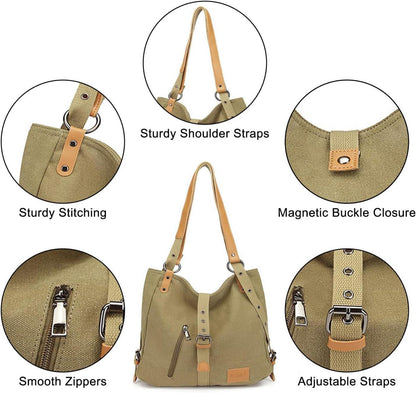 Henkeltaschen Canvas Rucksack Damen Groß Handtaschen Anti Diebstahl