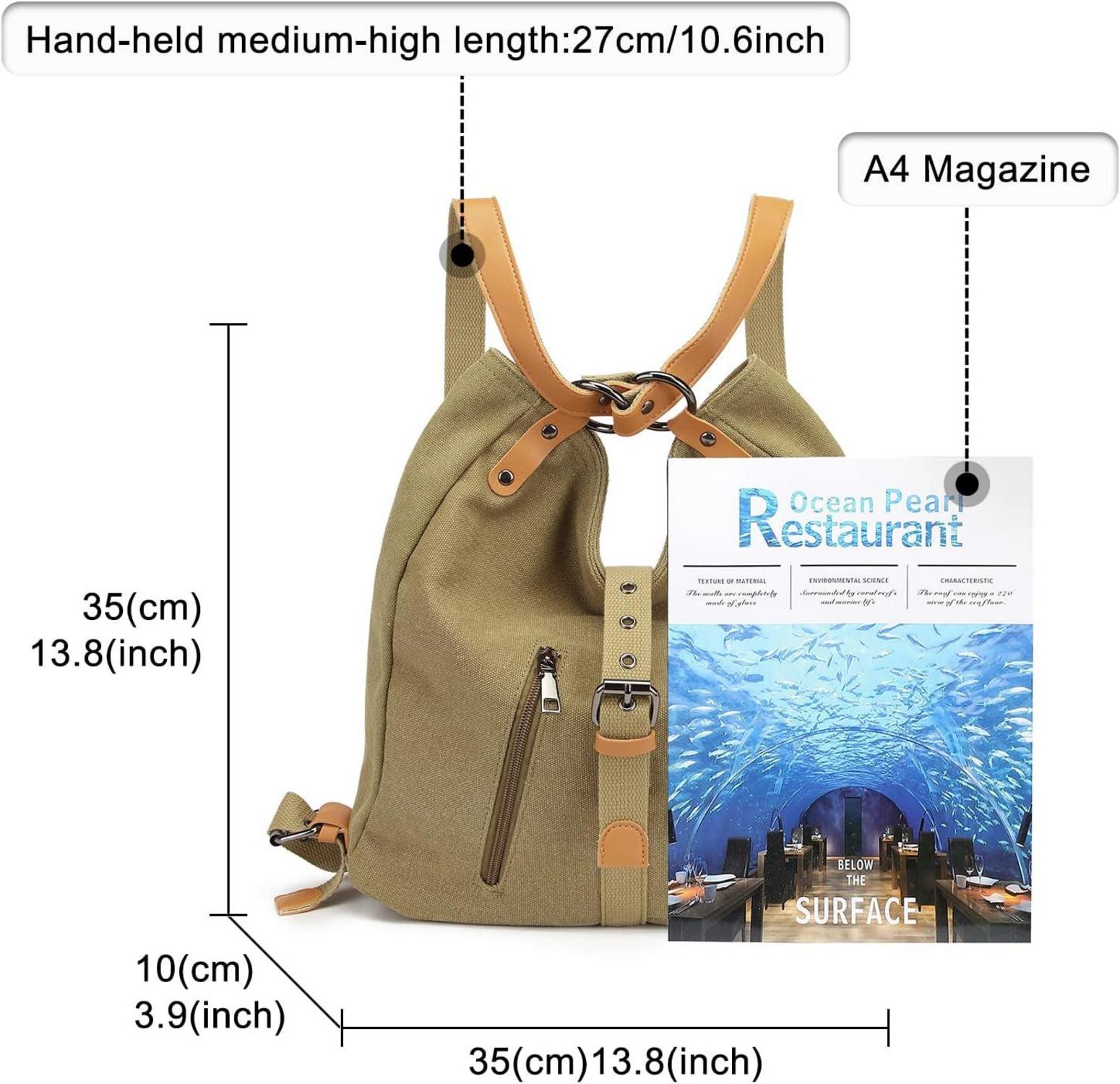 Henkeltasche Rucksack Damen Canvas Groß Handtasche Shopper Diebstahl Braun