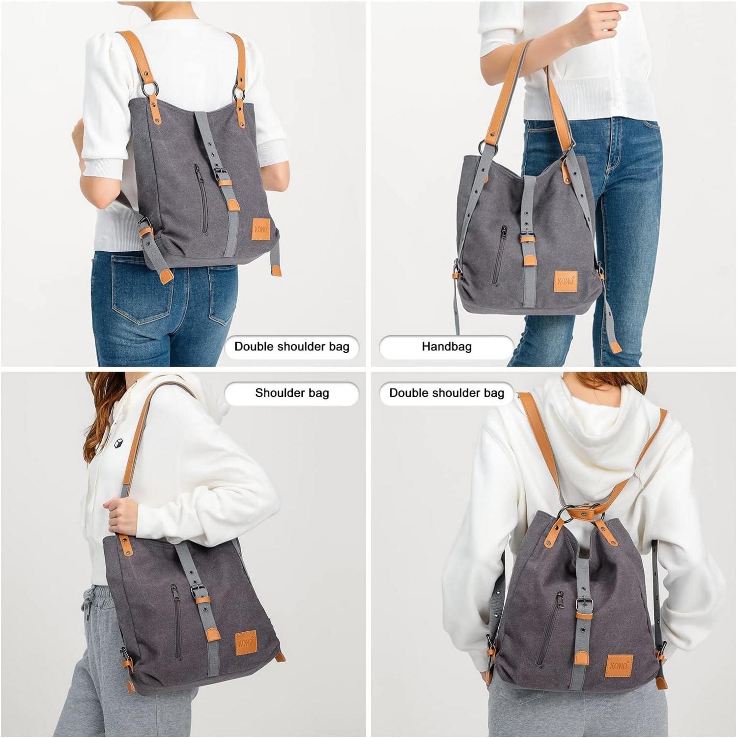 Henkeltasche Canvas Rucksack Damen Groß Anti Diebstahl
