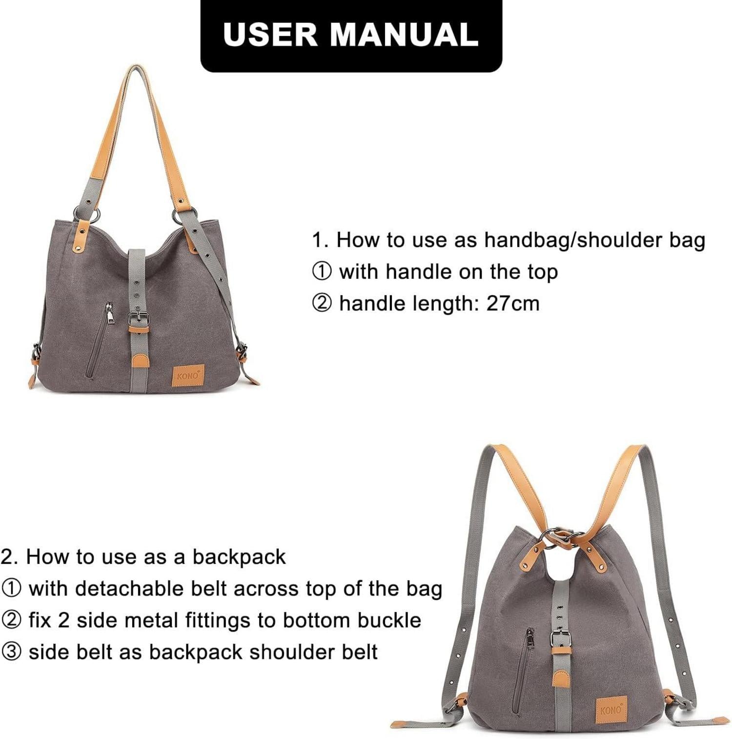 Canvas Henkeltasche Rucksack Damen Groß Handtaschen Anti Diebstahl