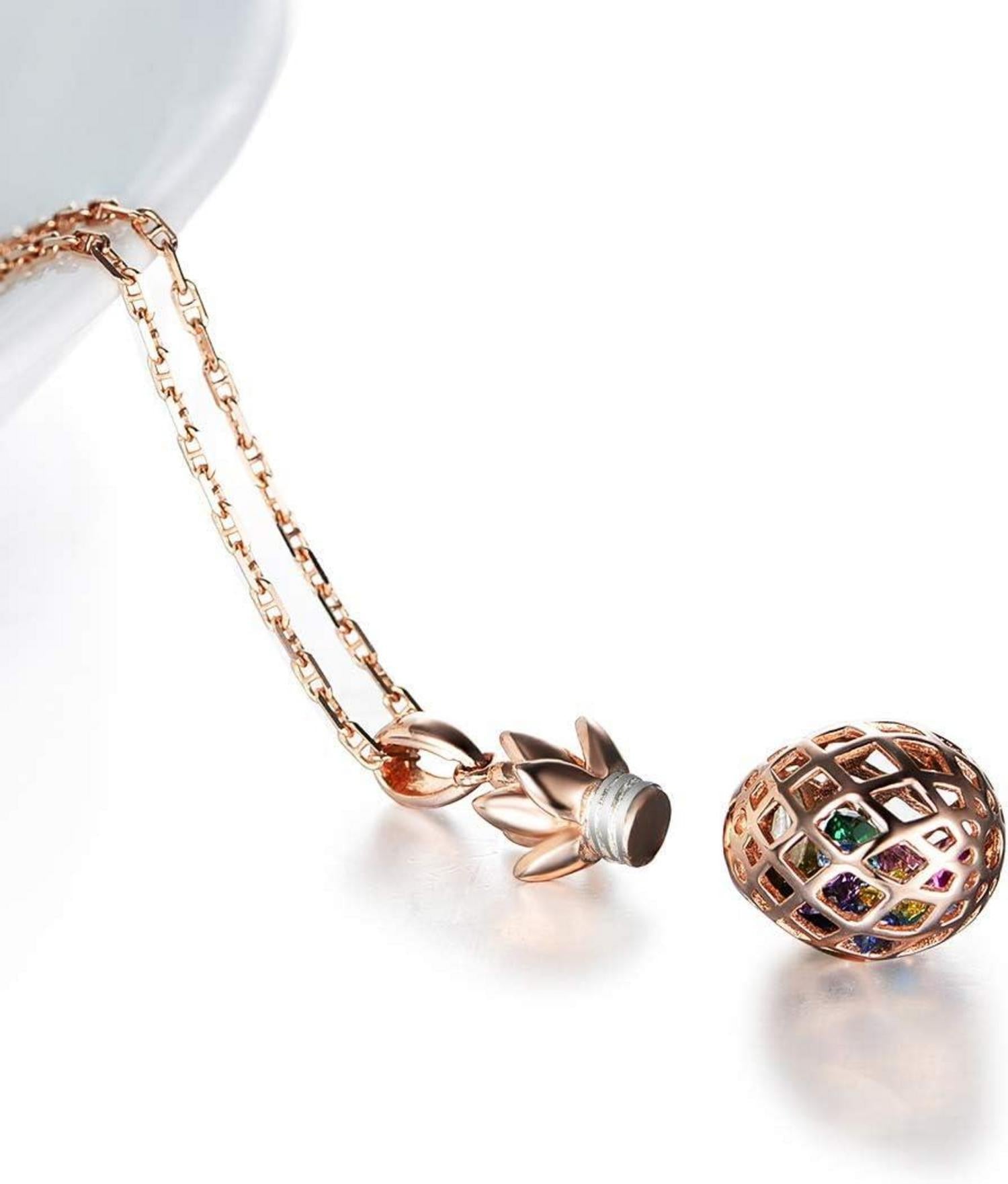 925 Sterling Silber Damen Halskette mit Zirkonia Anhänger 45cm Gold