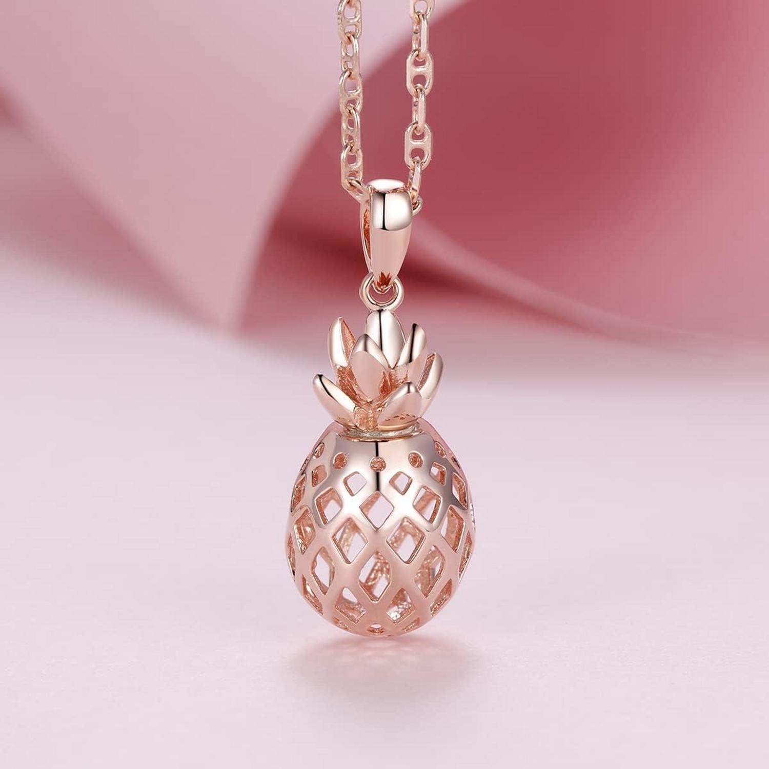 925 Sterling Silber Zirkonia Anhänger Halskette Damen 40+5cm Gold