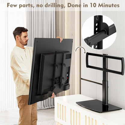 Universal TV-Ständer 32-70 Zoll schwenkbar höhenverstellbar Glassockel bis 40KG-TV