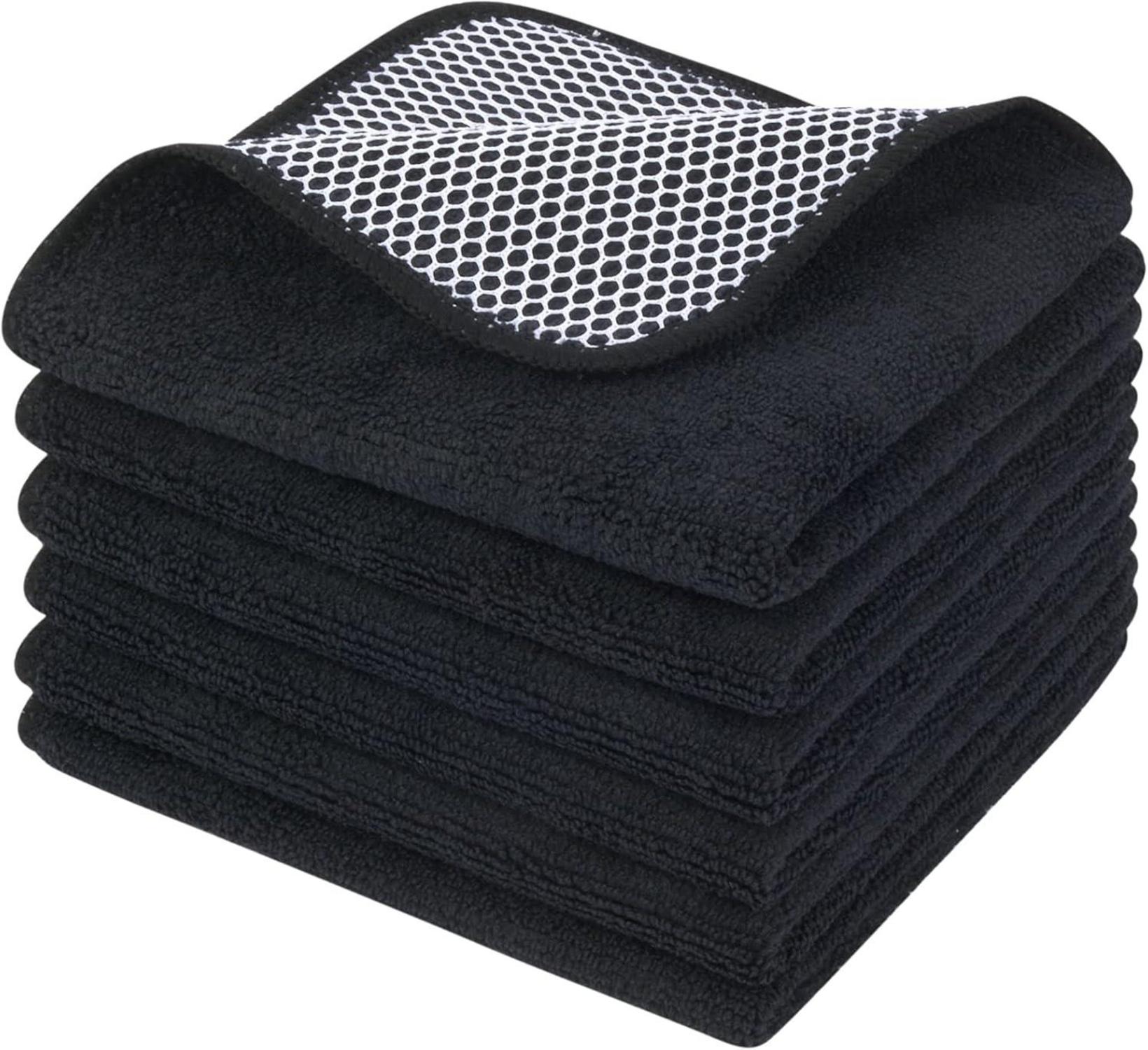 Mikrofasertücher Schwarz 30x30cm 6er Pack Streifenfreie Fusselfreie