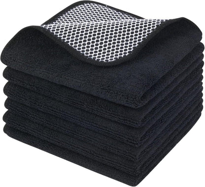 Mikrofasertücher Schwarz 30x30cm 6er Pack Streifenfreie Fusselfreie