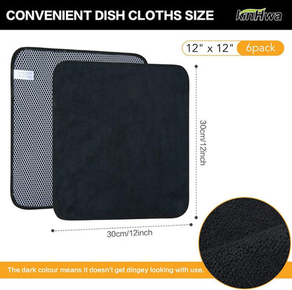 Mikrofasertücher Schwarz 30x30cm 6er Pack Streifenfreie Fusselfreie