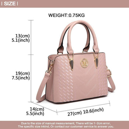 Miss Lulu Damen Handtasche Mittelgroß Rosa Lychee Muster