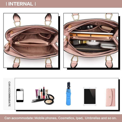 Miss Lulu Damen Handtasche Mittelgroß Rosa Lychee Muster