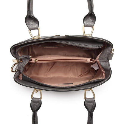 Damen Handtasche Lychee Muster Mittelgroß Grau