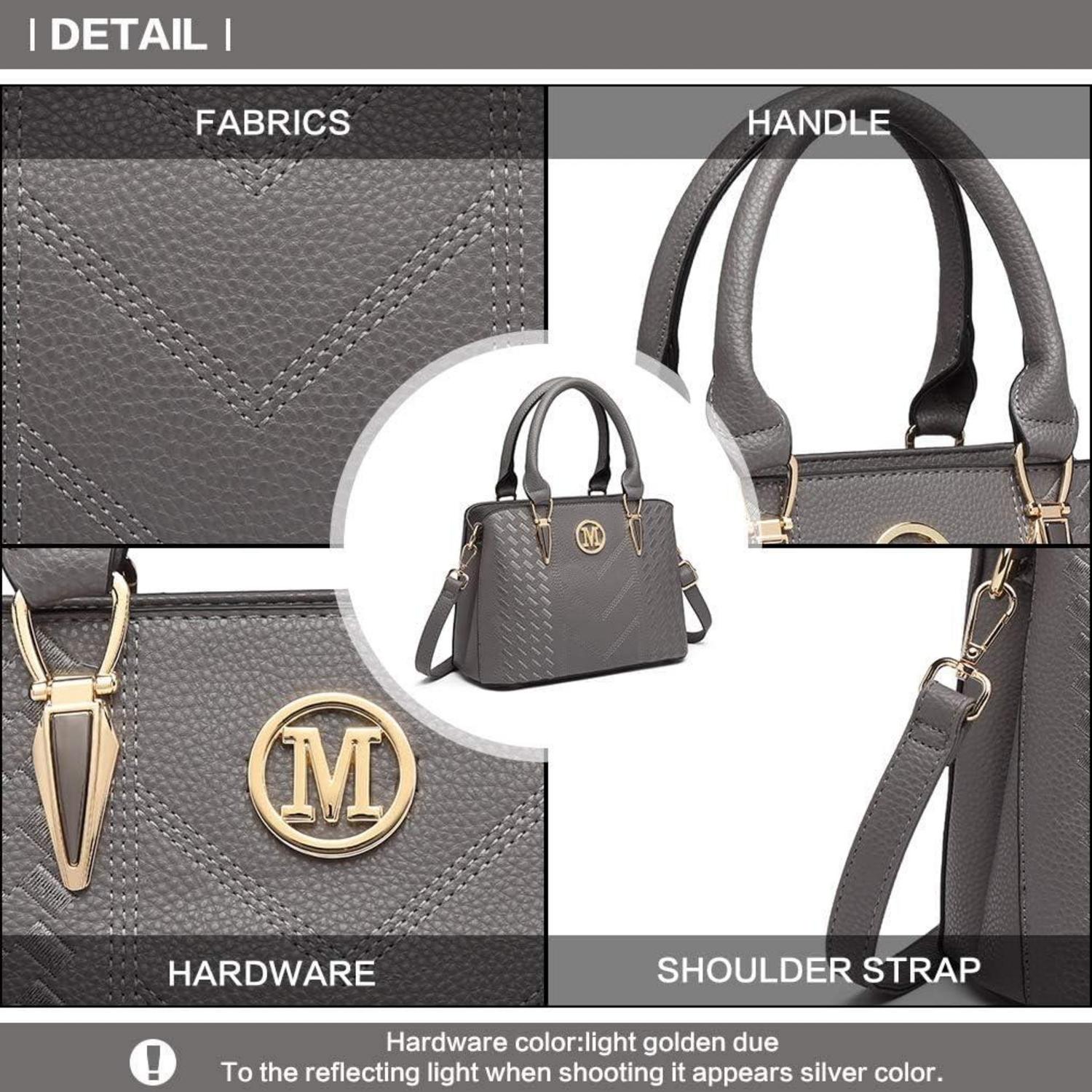 Elegante Mittelgroße Damen Handtasche Lychee Muster Grau