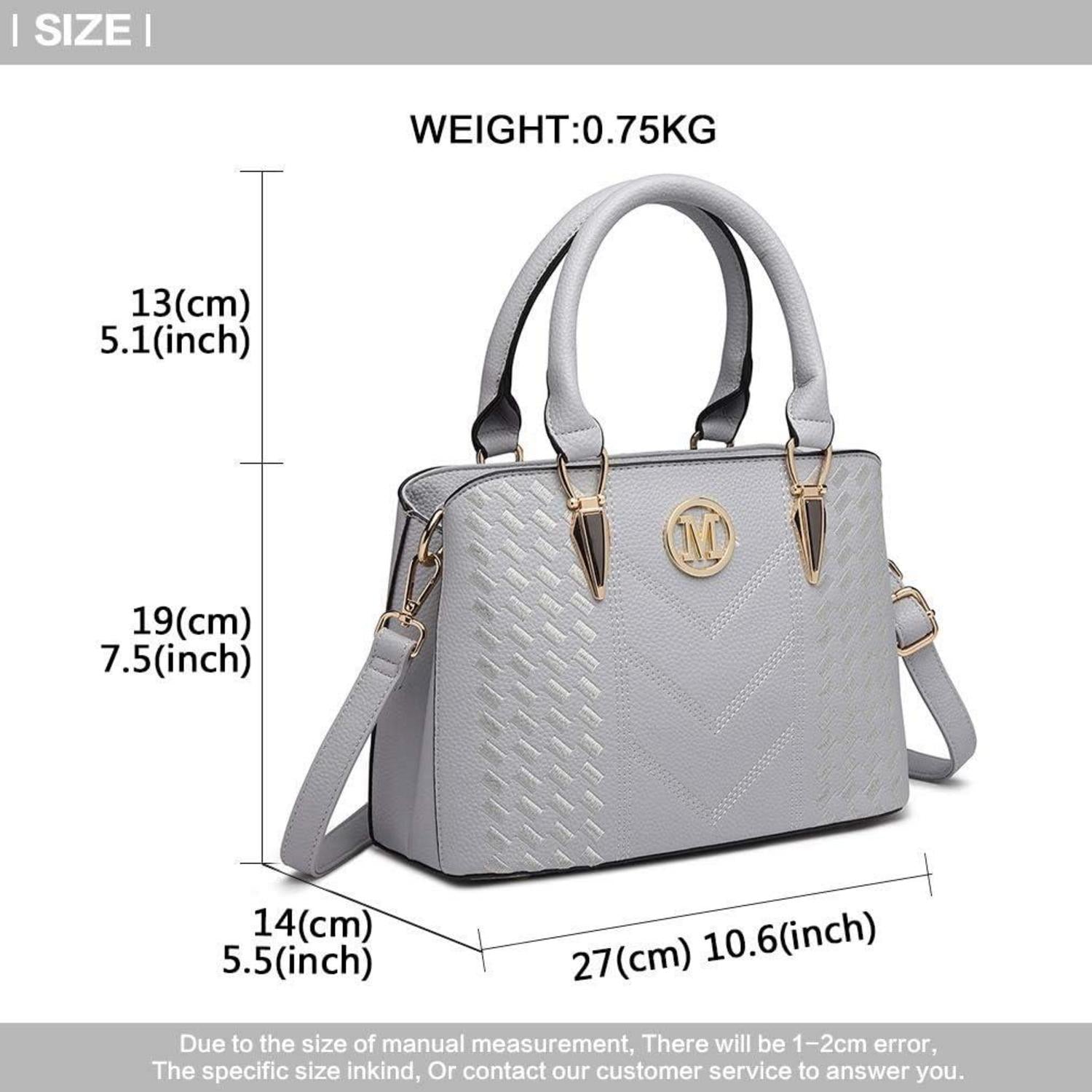 Damen Handtasche Hellgrau Mittelgroß Lychee Muster Strick Prozess Elegante Schultertasche