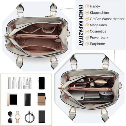 Damen Handtasche Mittelgroß Multicolor Elegant Henkeltasche