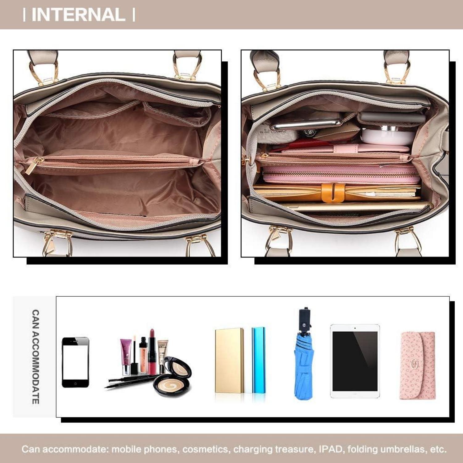 Damen Handtasche Mittelgroß Multicolor Elegant Henkeltasche Grau