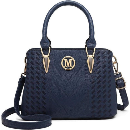 Miss Lulu Damen Handtasche Mittelgroß Blau Lychee Muster