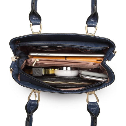 Miss Lulu Damen Handtasche Mittelgroß Blau Lychee Muster