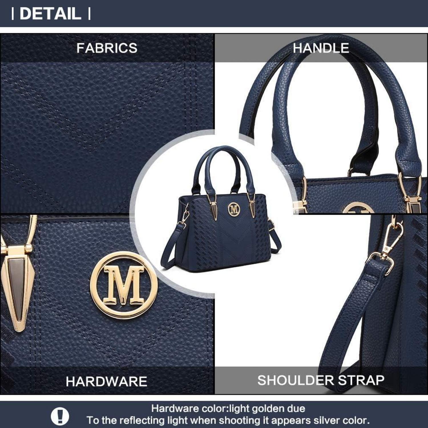 Miss Lulu Damen Handtasche Mittelgroß Blau Lychee Muster PU-Leder海pagenutting