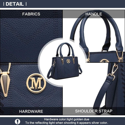 Miss Lulu Damen Handtasche Mittelgroß Blau Lychee Muster PU-Leder海pagenutting