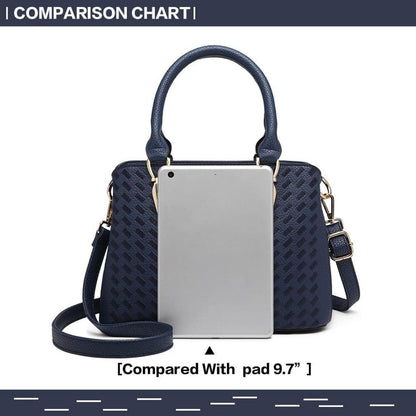 Damen Handtasche Mittelgroß Blau Lychee Muster Strick Prozess