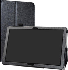 Schwarzes PU Leder Hülle mit Ständer für Huawei MediaPad M5 Lite 2018