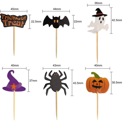 Halloween Cupcake Topper Zahnstocher Markierungsfahnen 60