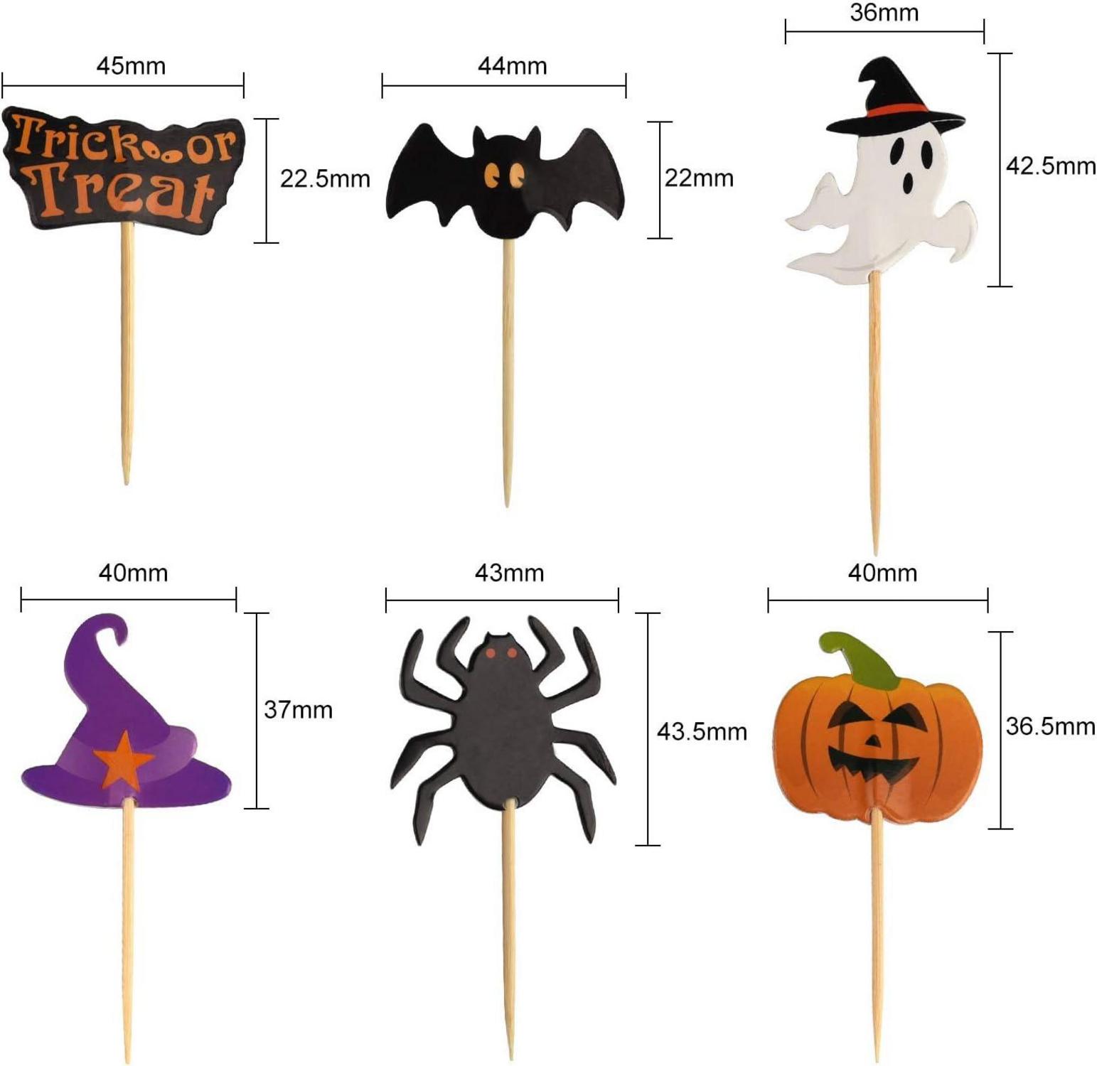 Halloween Cupcake Topper Zahnstocher Markierungsfahnen 60