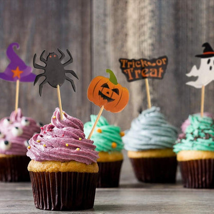 60 Halloween Cupcake Topper Zahnstocher Marker Markierungsfahnen Set