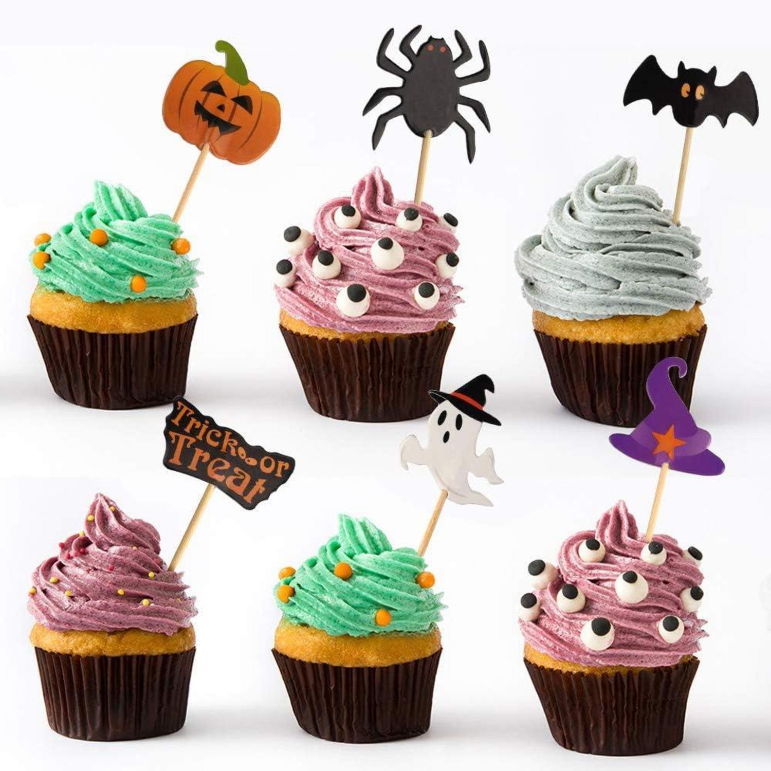 60 Stücke Halloween Cupcake Topper Zahnstocher Marker Party Kuchen