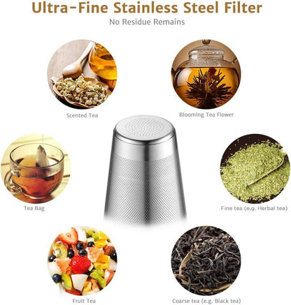 Glastal Silberne Teekanne 1500ml Edelstahl Teesieb