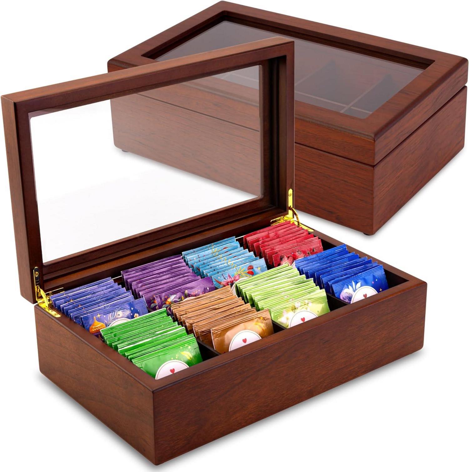 Teebox Luxeriöse Aufbewahrungsbox Holz 8 Fächer/sweetalertApace Living