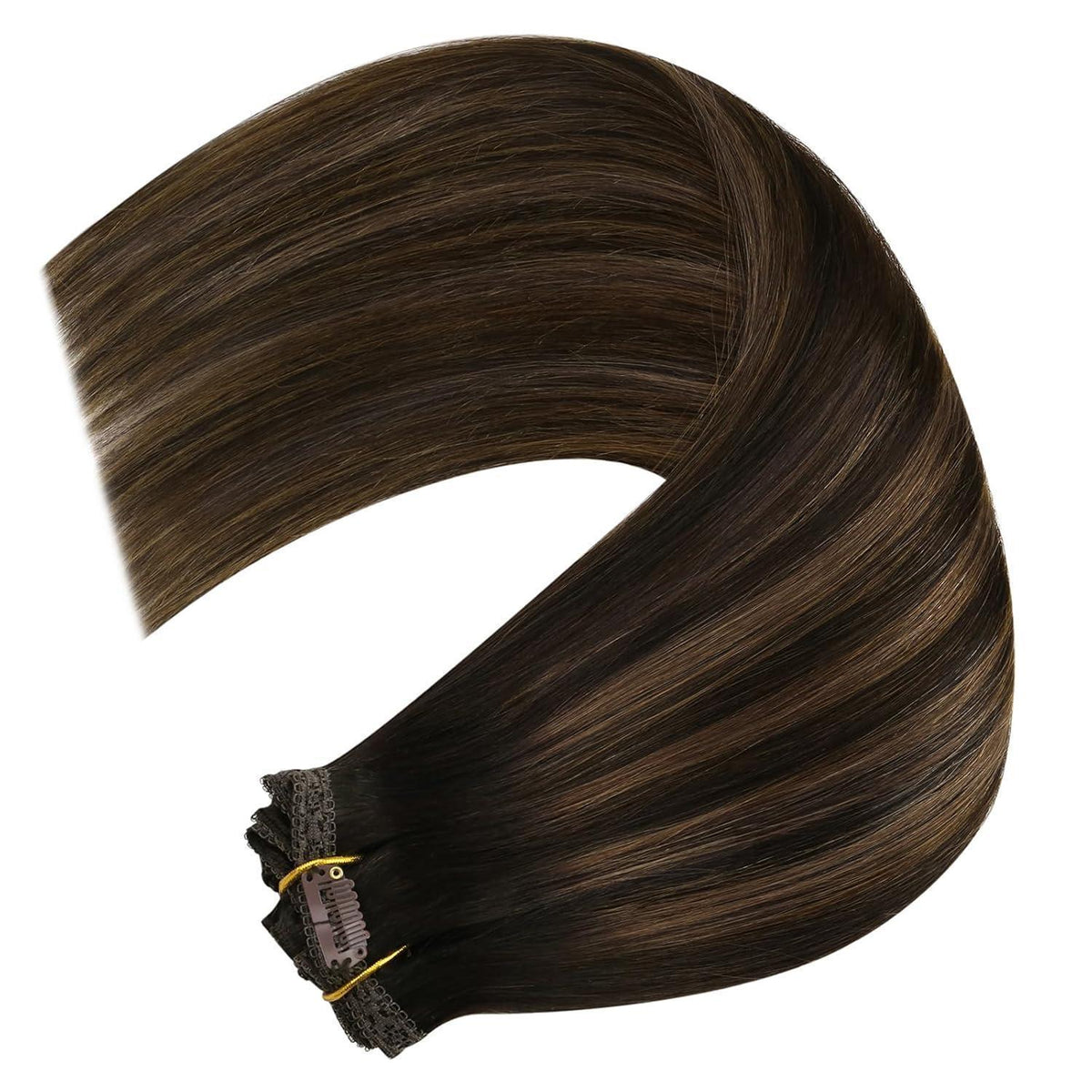 Clip-in Echthaar Extensions Braun Balayage 30cm 80g