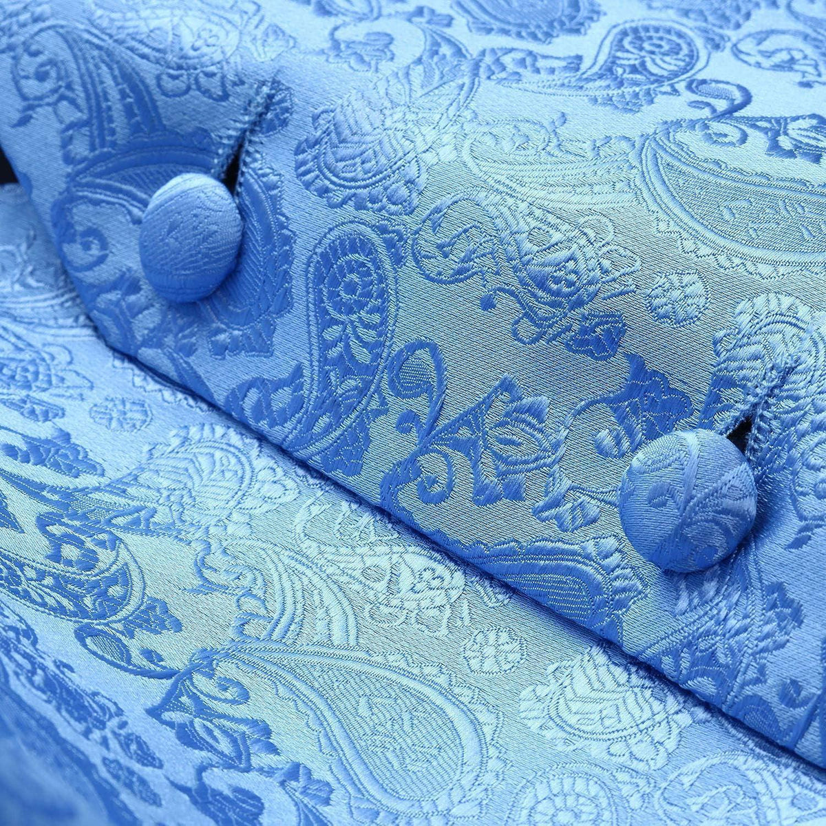 Herren Anzugweste mit Krawatte und Einstecktuch Paisley Blau XXL