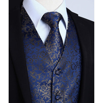 Herren Anzugweste mit Krawatte & Einstecktuch - Paisley Floral