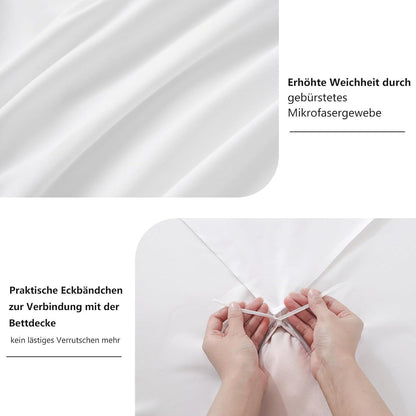 Bettwäsche Set 200x200 Weiß Mikrofaser mit Reißverschluss