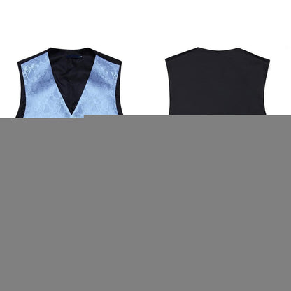 Herren Anzugweste Set Paisley Blau mit Krawatte & Einstecktuch