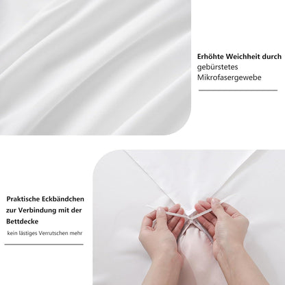 Bettwäsche 220x240 Weiß Bettbezug Set 3tlg Mikrofaser Reißverschluss
