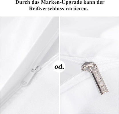 Bettwäsche Set 220x240 3teilig Weiß Mikrofaser Reißverschluss