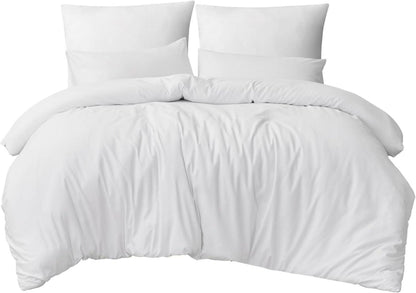 Bettwäsche 220x240 Weiß Bettbezug Set 3tlg Mikrofaser Reißverschluss