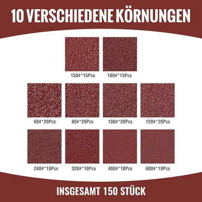 WORKPRO 150 Stück 125mm Klett Schleifscheiben Schleifpapier