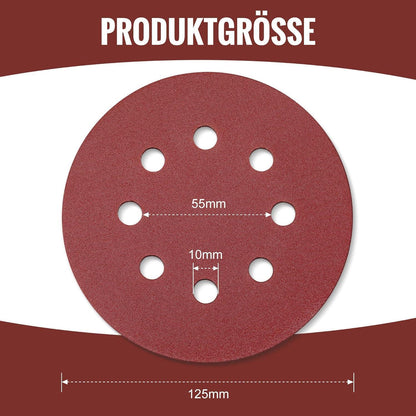 WORKPRO 150 Stück 125mm Klett Schleifscheiben Schleifpapier
