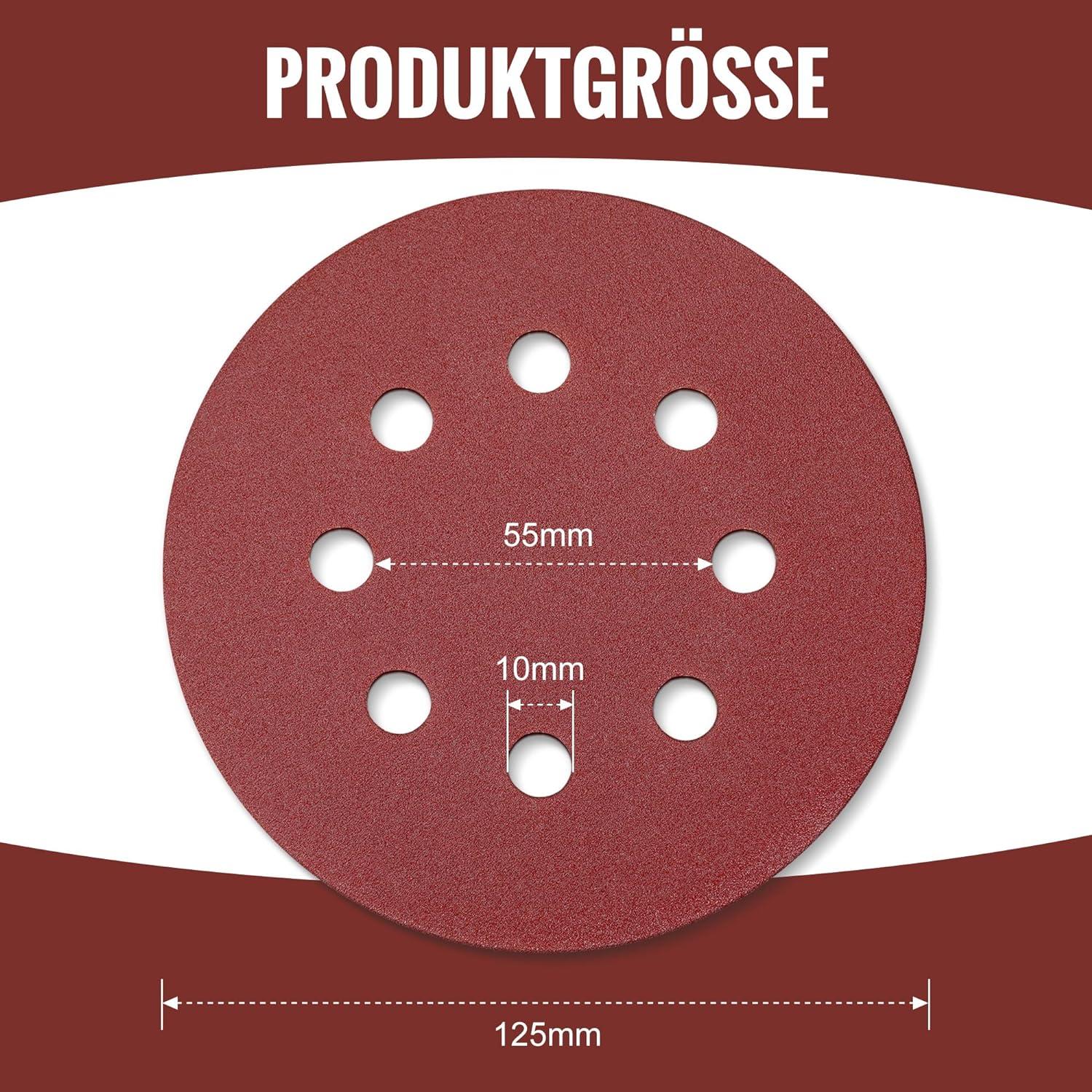 Schleifpapier 125mm Klett Schleifscheiben 150 Stück Körnung 60-600