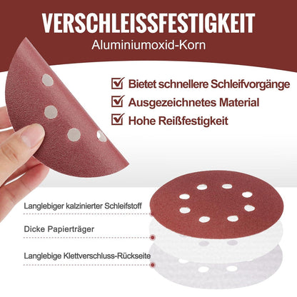 150-teiliges WORKPRO Schleifpapier Set 125mm Klett Schleifscheiben【9