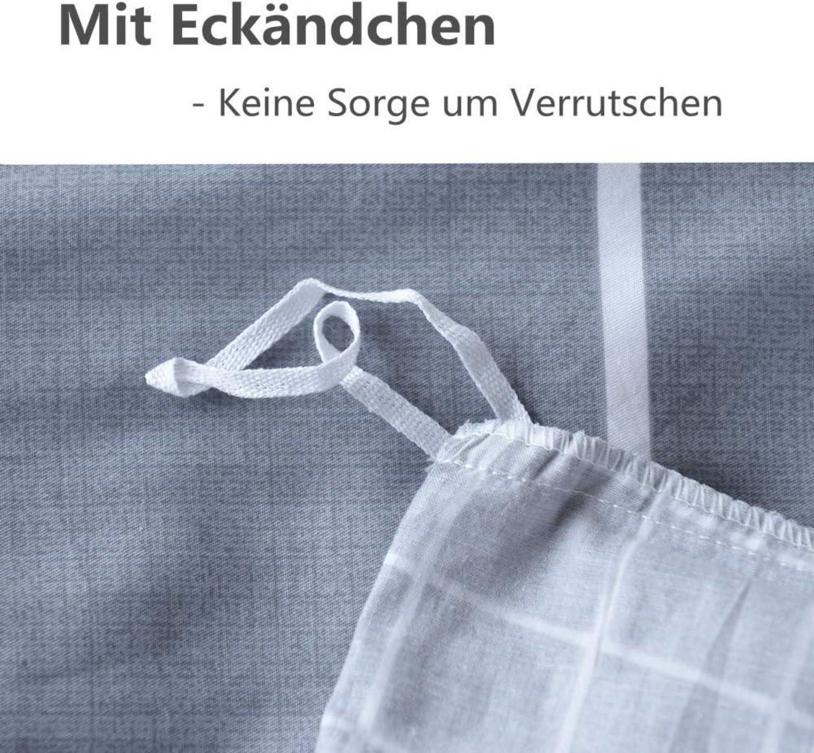 Bettwäsche 135x200 Baumwolle Sommer Winter Grau Gestreift Reißverschluss
