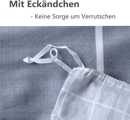 Bettwäsche 135x200 Baumwolle Sommer Winter Grau Gestreift Reißverschluss