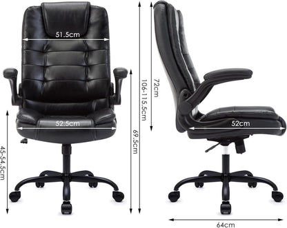 Ergonomischer Bürostuhl Kunstleder Schwarz 150kg 54*52*115 cm